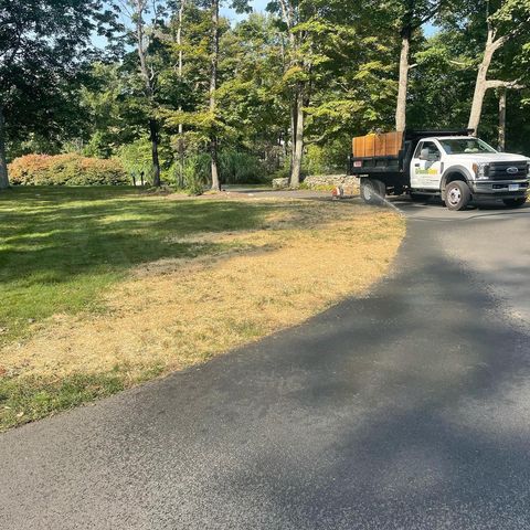 Aeration, overseed and fertilizer on area where grass is dying to repair lawn