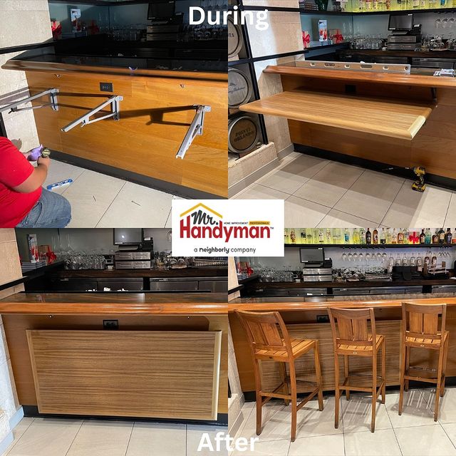 在将表扩展器添加到条的期间和之后的照片。-一个最近完成的项目