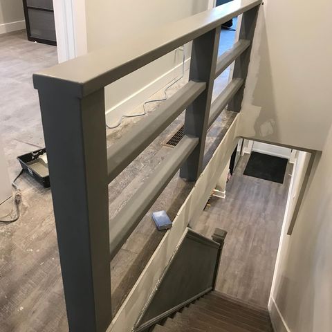 custom grey handmade stair case railing