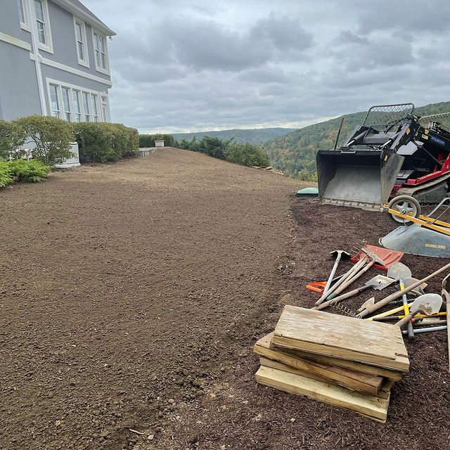 Setting up for professional sod installation