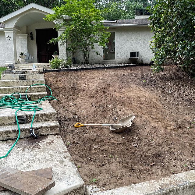 front yard in the middle of landscaping